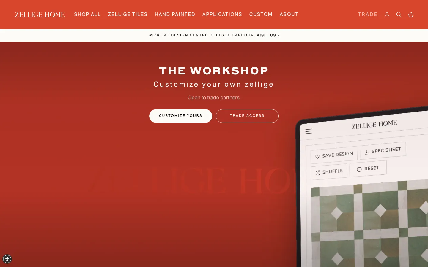 The Zellige Home website